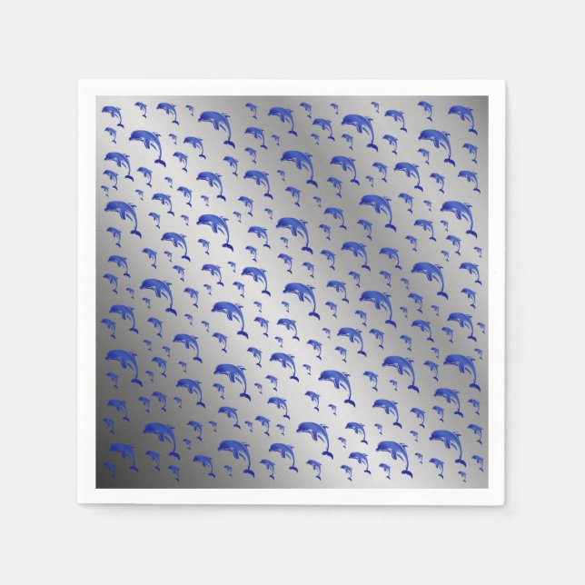 silver, delfiner, fisk, natur, vatten, konstruktio pappersservett (Framsidan)