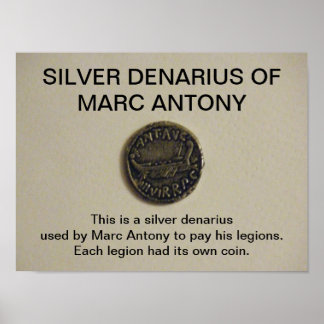 Silver Denarius of Marc Antony Coin Photo Print Poster