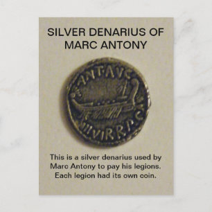 Silver Denarius of MARC ANTONY Photo Postcard Vykort