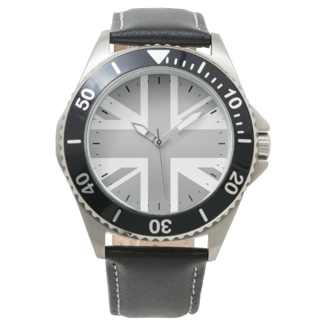 Silver Design Union Jack Brittiska Flaggan Armbandsur (Framsida)