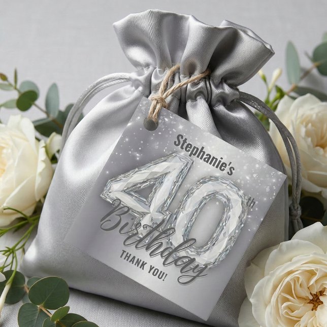 Silver Diamant Tittar 40-års Födelsedag Tack Gåvor Etiketter (Skapare uppladdad)