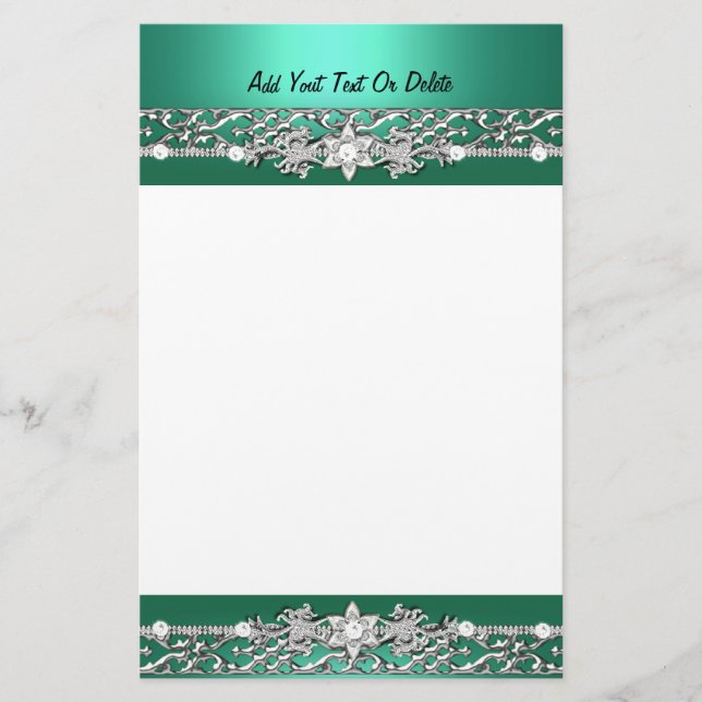 Silver Diamantbild för   Jade Grönt Brevpapper (Framsida)