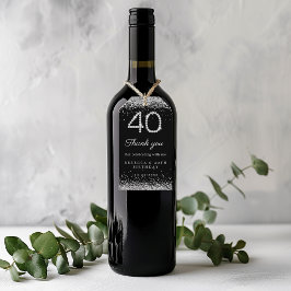 Silver Diamanter 40:e födelsedag Party Tack Presentetikett