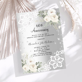 Silver diamanter blommigtar 60:e bröllop-årsdagen inbjudningar