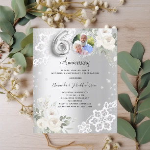 Silver diamanter blommigtar 60:e bröllopsinbjudan