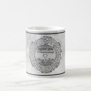 Silver diamanter och hjärta kaffemugg