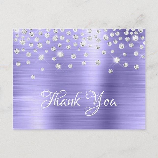 Silver Diamantkonfetti Blårosa Satinfolie Vykort (Framsida)