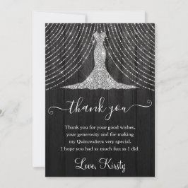 Silver Diamond Dress on Black Wood Quinceanera Tack Kort
