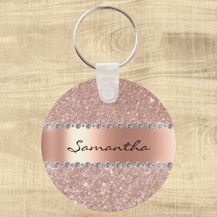 Silver Diamond Glitter Bling Metallic Monogram Nyc Nyckelring