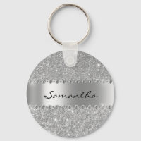 Silver Diamond Glitter Bling Metallic Monogram