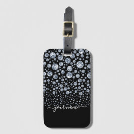 Silver Diamond Glitter Bling rhinestone Bagagebricka