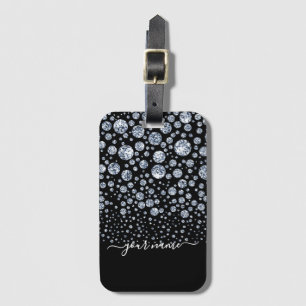 Silver Diamond Glitter Bling rhinestone Bagagebricka
