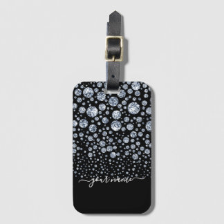 Silver Diamond Glitter Bling rhinestone Bagagebricka