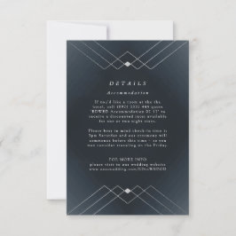 Silver Diamond Navy Geometric Deco Gatsby Bröllop OSA Kort