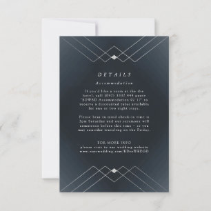 Silver Diamond Navy Geometric Deco Gatsby Bröllop OSA Kort