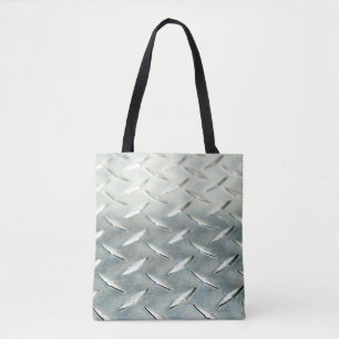 Silver Diamond Plate-foto på en tote-väska Tygkasse