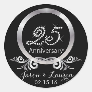 Silver Diamonds 25-årsjubileum Runt Klistermärke