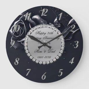 Silver Diamonds Black Ro 25-årsjubileum Stor Klocka