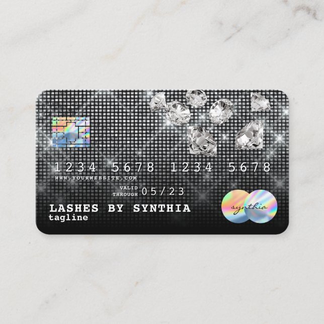Silver Diamonds Glitter Kredit Card Stil modern Visitkort (Framsida)