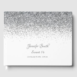 Silver Diamonds Glitter Sweet sixteen Gästböcker