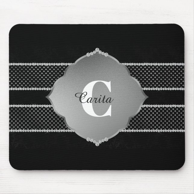 Silver Diamonds Monogram Mousepad Musmatta (Framsidan)