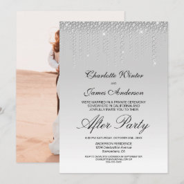Silver Diamonds Photo Bröllop efter Party Inbjudningar