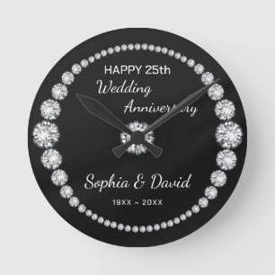 Silver Diamonds utseende Rund Klocka