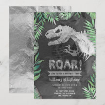 Silver Dinosaur Roar Birthday
