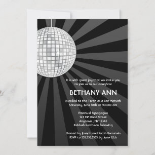 Silver Disco Boll Bat Mitzvah-inbjudningar Inbjudningar