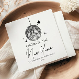 Silver Disco Boll Cheers Nyårsafton Party Pappersservett