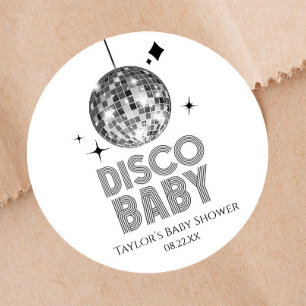 Silver Disco Boll 'Disco Baby' babyskor för barn Runt Klistermärke