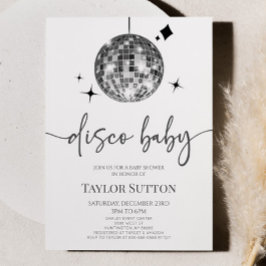 Silver Disco Boll Disco Baby Shower Inbjudningar