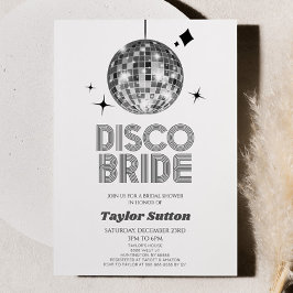 Silver Disco Boll Disco Bride Möhippa Inbjudningar