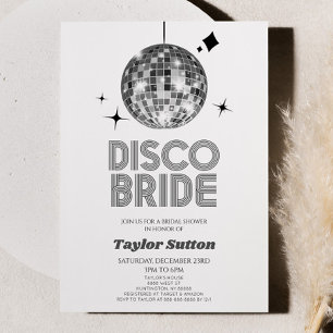 Silver Disco Boll Disco Bride Möhippa Inbjudningar