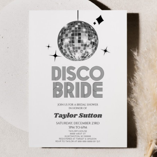 Silver Disco Boll Disco Bride Möhippa Inbjudningar (Skapare uppladdad)