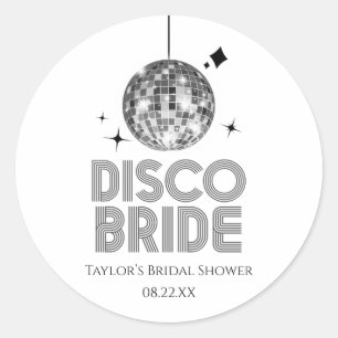Silver Disco Boll Disco Brud Bröllopsfest Runt Klistermärke