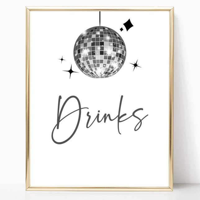 Silver Disco Boll Drinks Bord Sign Poster (Skapare uppladdad)