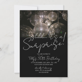Silver disco boll födelsedag, modern överraskning  inbjudningar