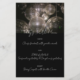 Silver disco boll, födelsedagsdag, party-menyn