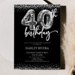 Silver Disco Boll Glitter 40:e födelsedag Party Inbjudningar<br><div class="desc">Det här är en inbjudan till det 40:e födelsedagspartiet i Silver Disco Boll!</div>