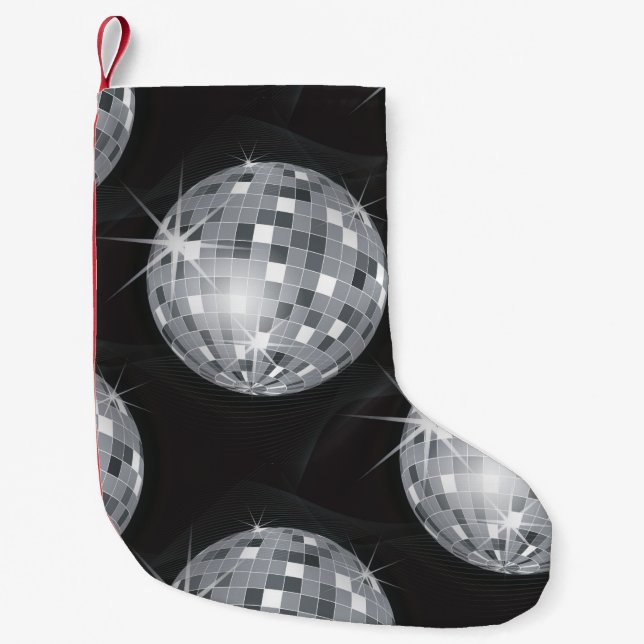 silver disco boll julafton christmas-lager liten julstrumpa (Framsidan)