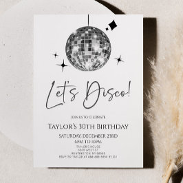 Silver Disco Boll Låt oss Disco Födelsedagsfest Inbjudningar