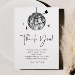 Silver Disco Boll Låt oss Disco Födelsedagsfest Tack Kort