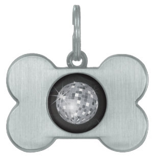 silver disco boll namnbricka husdjur