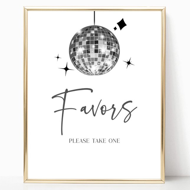 Silver Disco Boll Party favors Bord-tecken Poster (Skapare uppladdad)