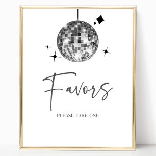 Silver Disco Boll Party favors Bord-tecken Poster