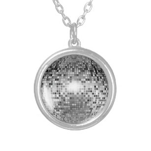 Silver Disco Boll Party Glamor Silverpläterat Halsband