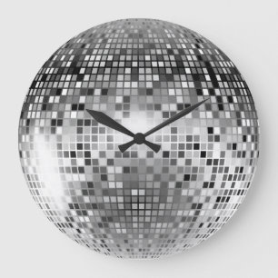 Silver Disco Boll Party Glamor Stor Klocka