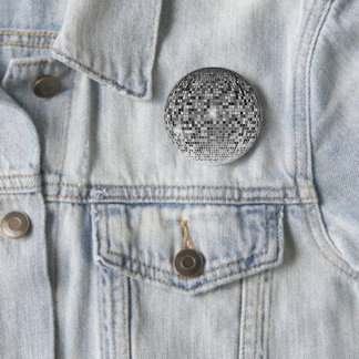 Silver Disco Boll Retro Party Pinback Knapp