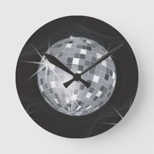 silver disco boll rund klocka